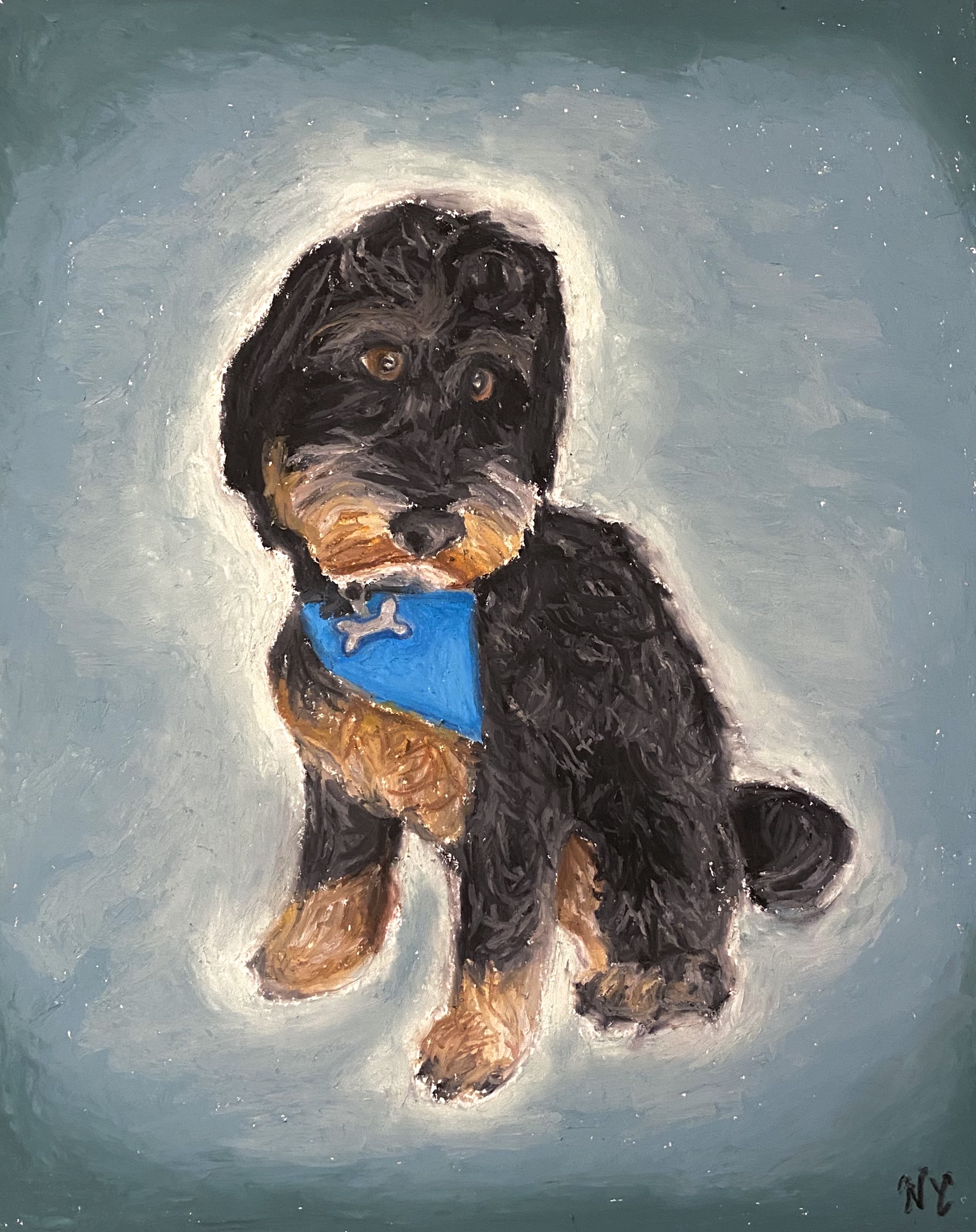 Oil pastel portrait of pet